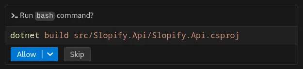 AI agent runs command
