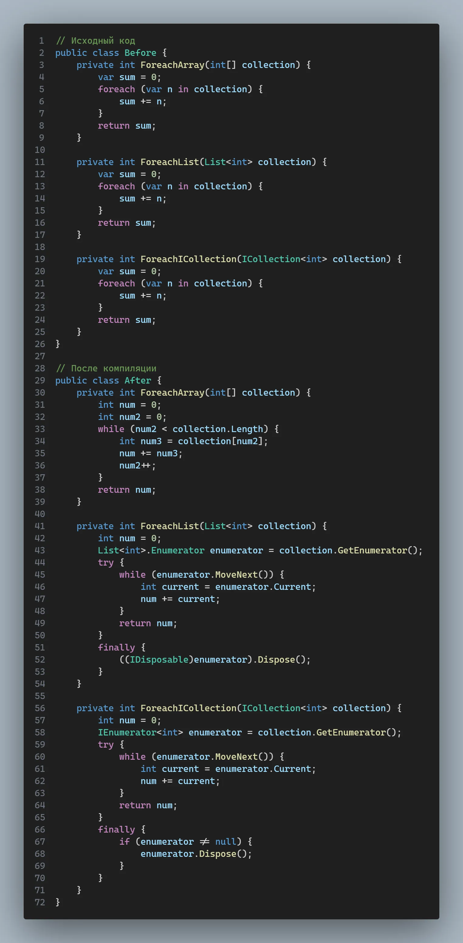 foreach IL comparison